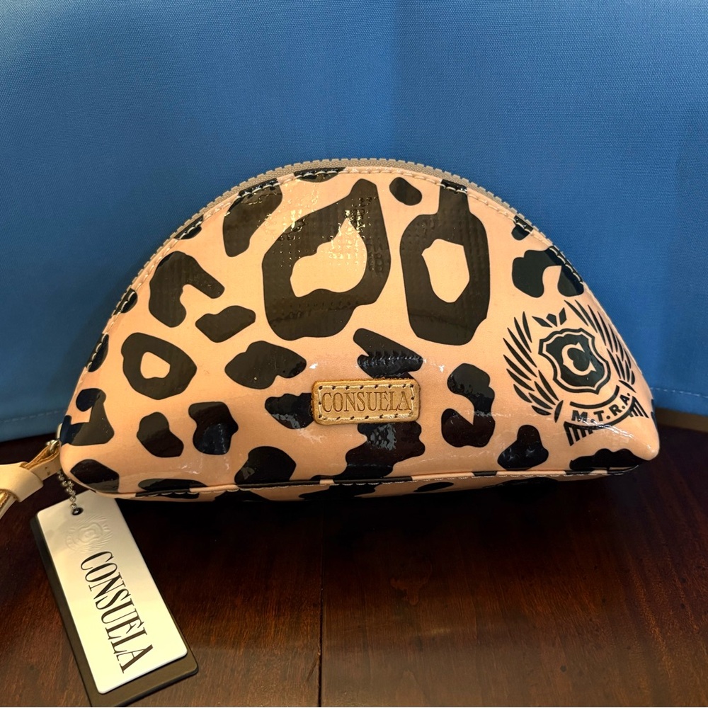 Consuela Black and Tan Leopard Cosmetic Bag